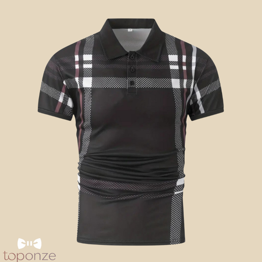 Polo Masculino Estilo Britânico — Casual Elegante com Padrão Xadrez Moderno