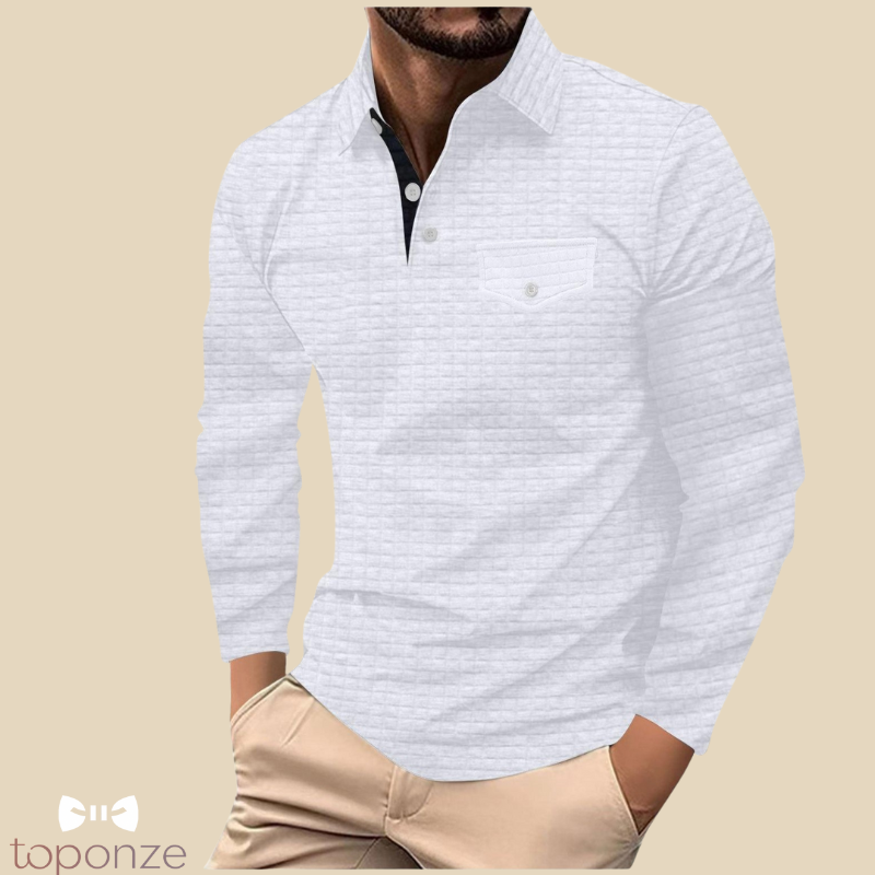 Camisola Polo Masculina Manga Comprida — Estilo Casual Elegante