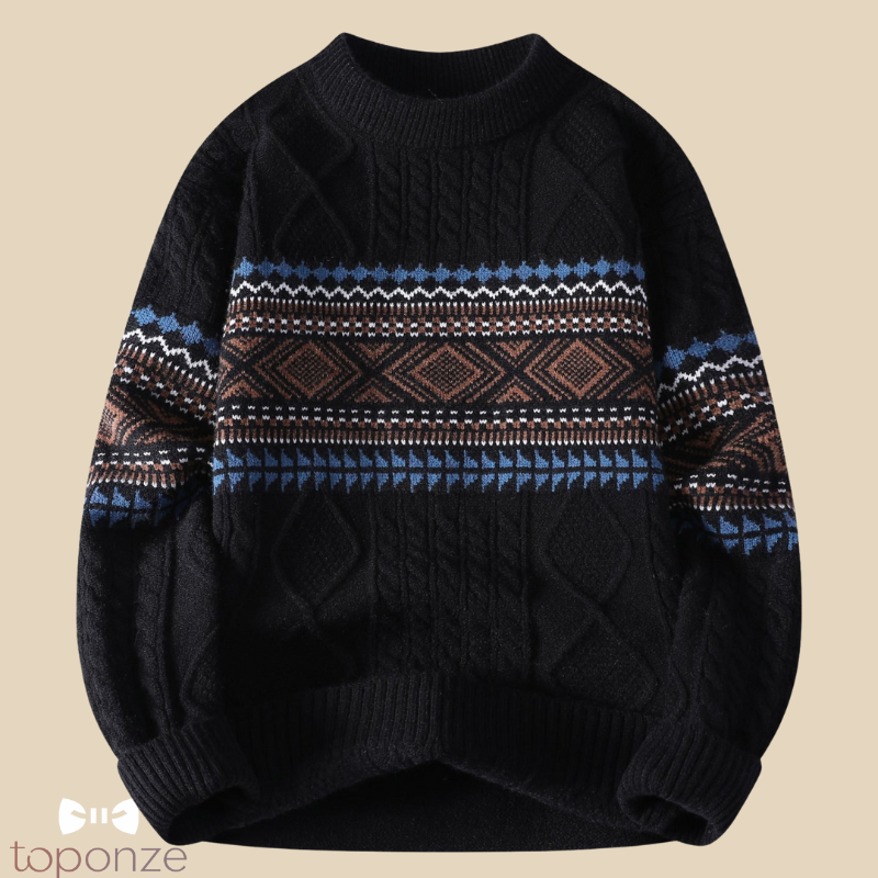 Suéter de punto retro para hombre con estampado geométrico