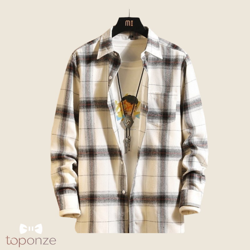 Camisa informal a cuadros para hombre estilo coreano