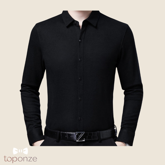 Camisa Masculina Texturizada Elegante de Manga Comprida