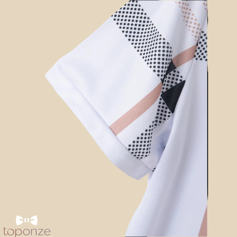 Polo Masculino Estilo Britânico — Casual Elegante com Padrão Xadrez Moderno