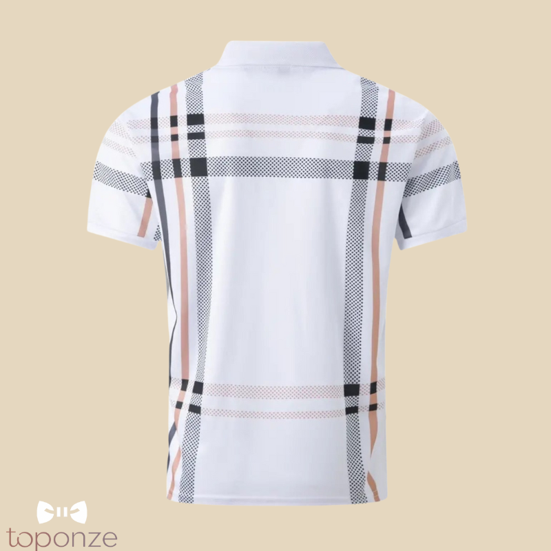 Polo Masculino Estilo Britânico — Casual Elegante com Padrão Xadrez Moderno
