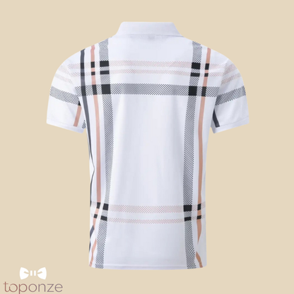 Polo Masculino Estilo Britânico — Casual Elegante com Padrão Xadrez Moderno