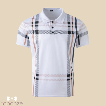 Polo Masculino Estilo Britânico — Casual Elegante com Padrão Xadrez Moderno