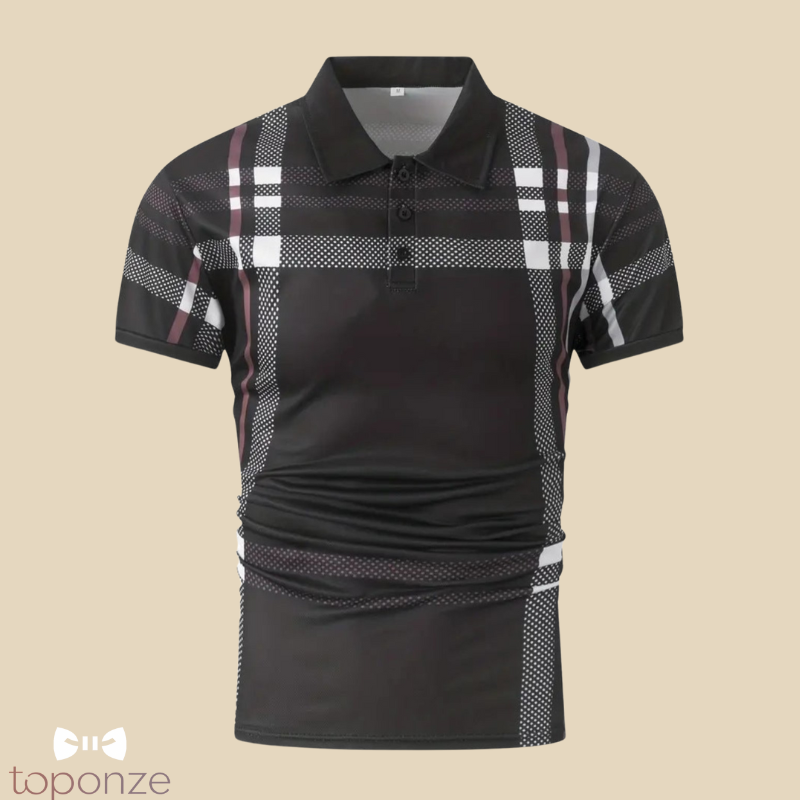 Polo Masculino Estilo Britânico — Casual Elegante com Padrão Xadrez Moderno