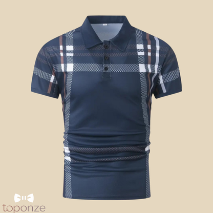 Polo Masculino Estilo Britânico — Casual Elegante com Padrão Xadrez Moderno