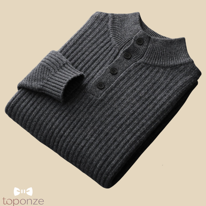 Suéter de punto acanalado con botones para hombre: estilo y comodidad