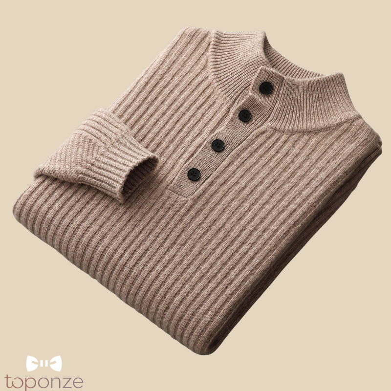 Suéter de punto acanalado con botones para hombre: estilo y comodidad