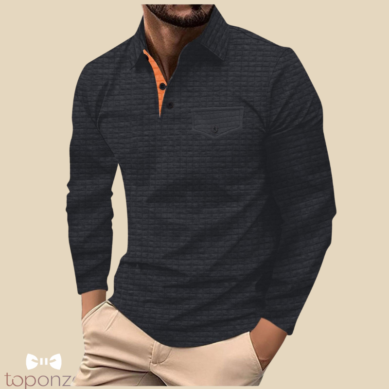 Camisola Polo Masculina Manga Comprida — Estilo Casual Elegante