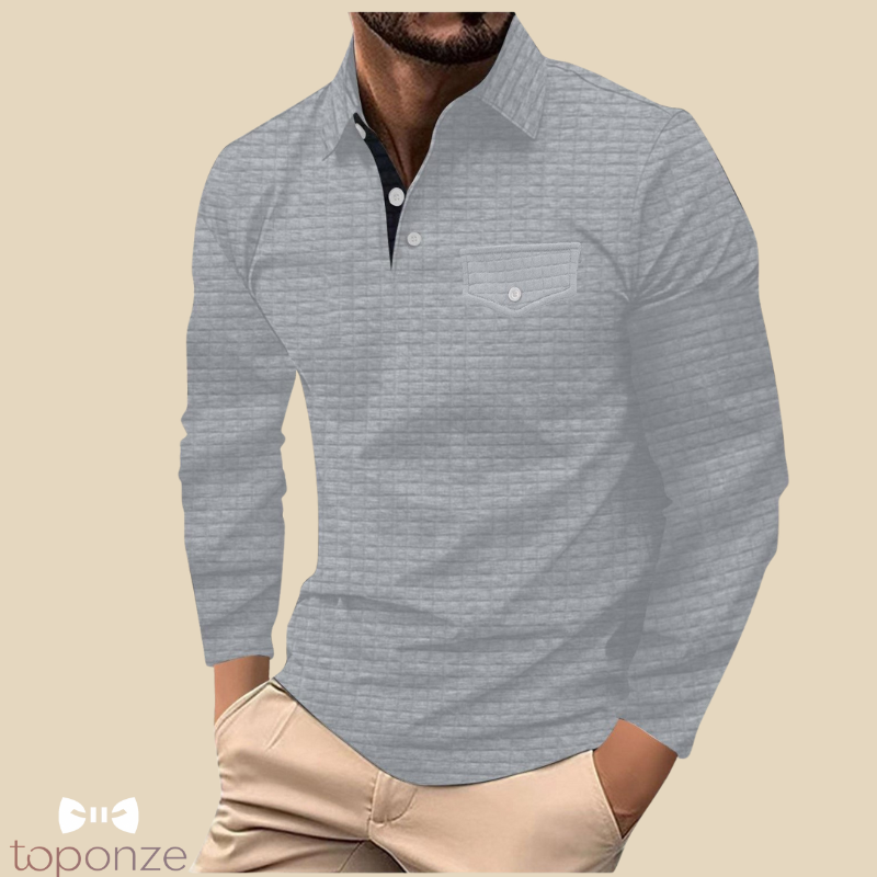 Camisola Polo Masculina Manga Comprida — Estilo Casual Elegante