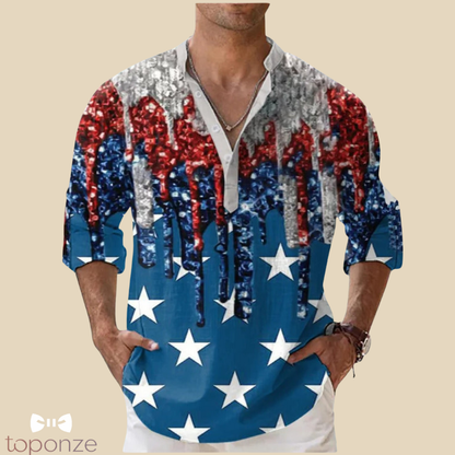 Camisa informal con estampado floral artístico: estilo bohemio y vibrante