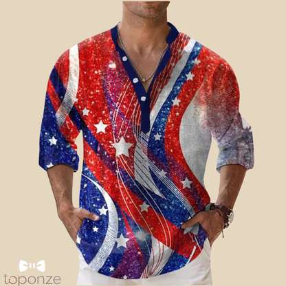 Camisa informal con estampado floral artístico: estilo bohemio y vibrante