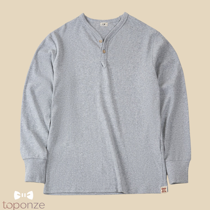 Suéter casual de manga larga con cuello en V para hombre – Gris elegante