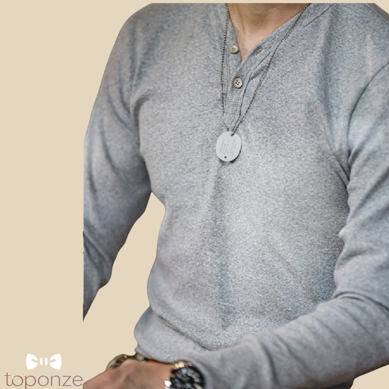 Suéter casual de manga larga con cuello en V para hombre – Gris elegante