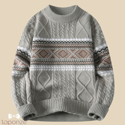 Suéter de punto retro para hombre con estampado geométrico