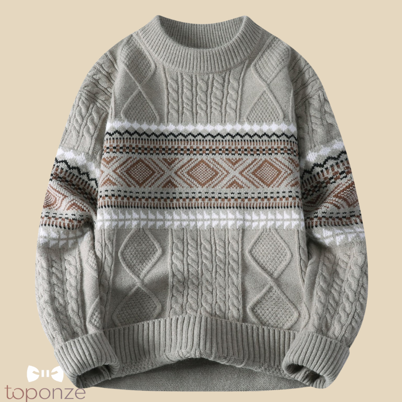 Suéter de punto retro para hombre con estampado geométrico