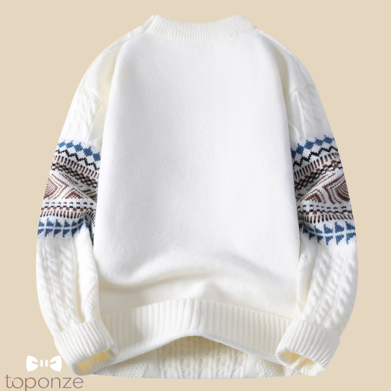 Suéter de punto retro para hombre con estampado geométrico