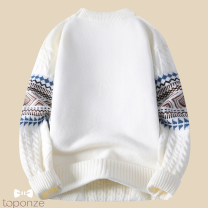 Suéter de punto retro para hombre con estampado geométrico