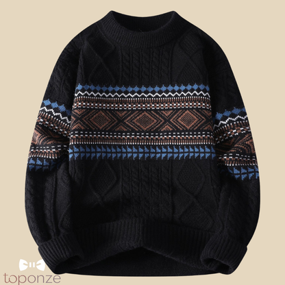 Suéter de punto retro para hombre con estampado geométrico