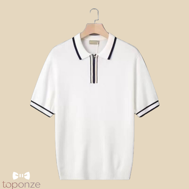 Pólo Masculino Casual Elegante com Fecho Frontal