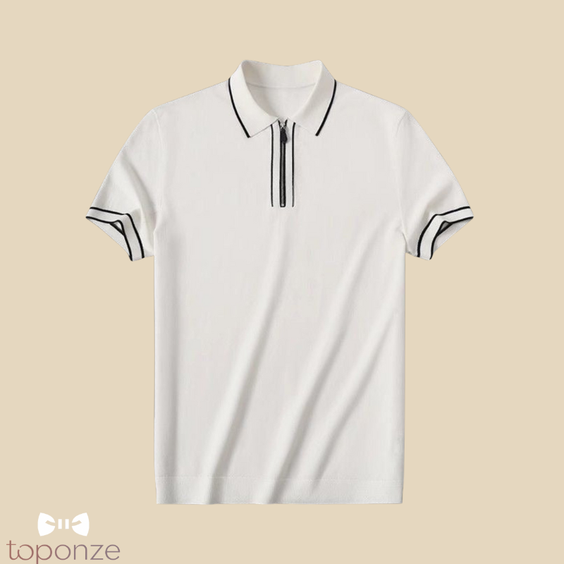 Pólo Masculino Casual Elegante com Fecho Frontal