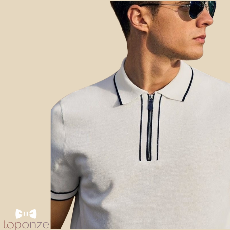 Pólo Masculino Casual Elegante com Fecho Frontal