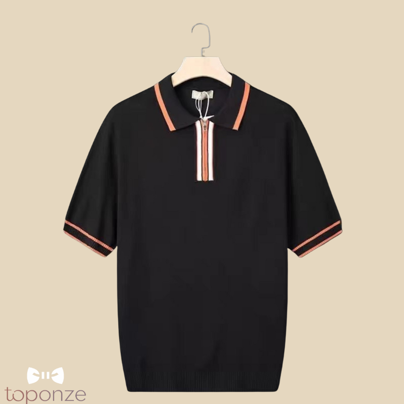 Pólo Masculino Casual Elegante com Fecho Frontal