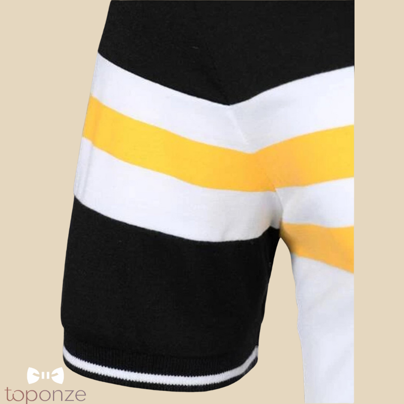 Pólo Masculino Bicolor com Faixas Horizontais