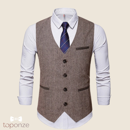 Colete Masculino Clássico Elegante – Corte Slim com Botões e Detalhe de Alfaiataria