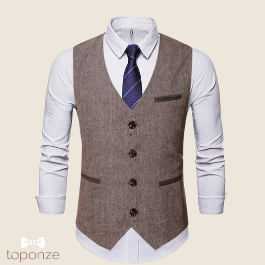 Colete Masculino Clássico Elegante – Corte Slim com Botões e Detalhe de Alfaiataria