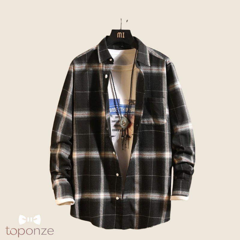 Camisa informal a cuadros para hombre estilo coreano