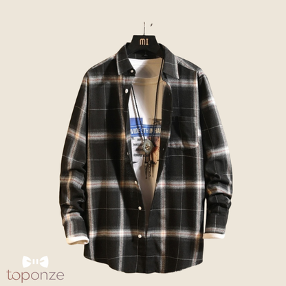 Camisa informal a cuadros para hombre estilo coreano