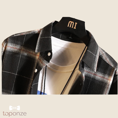 Camisa informal a cuadros para hombre estilo coreano