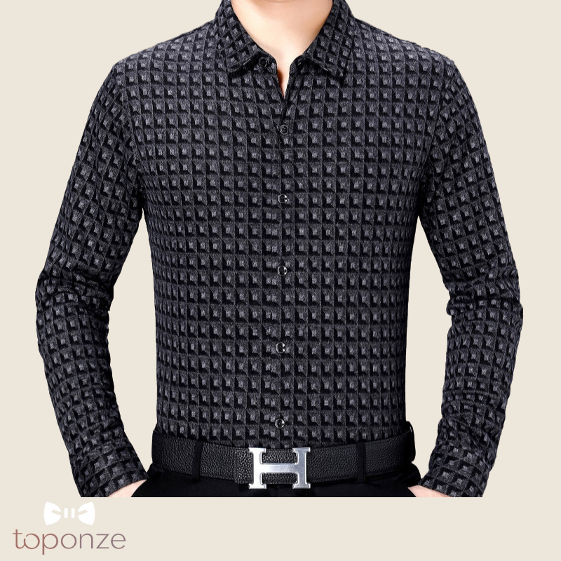 Camisa de manga larga con textura elegante para hombre