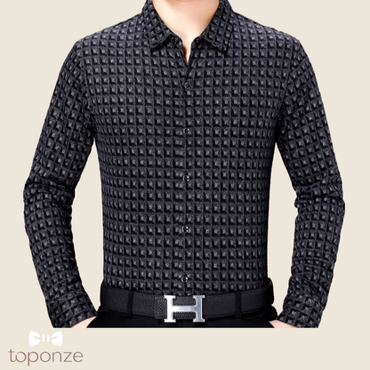 Camisa de manga larga con textura elegante para hombre