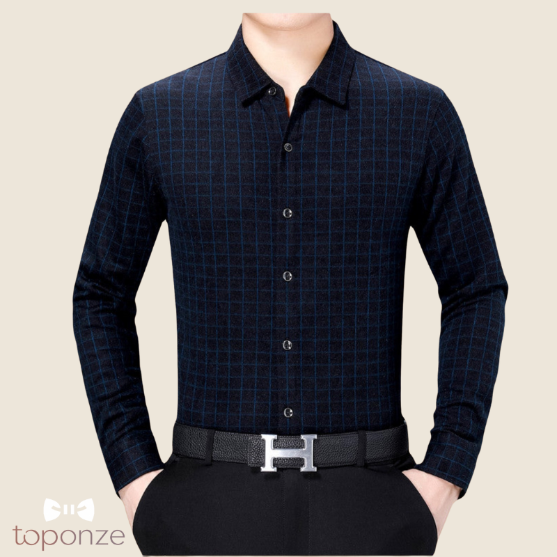 Camisa de manga larga con textura elegante para hombre