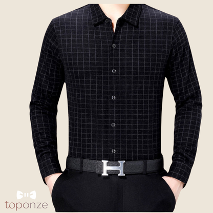 Camisa de manga larga con textura elegante para hombre