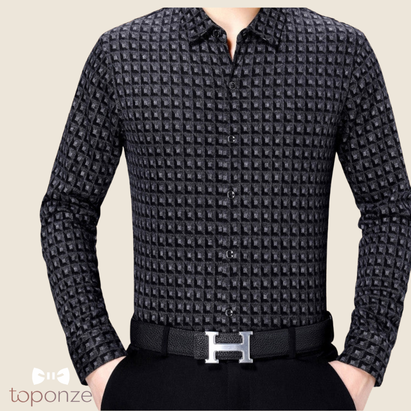 Camisa de manga larga con textura elegante para hombre