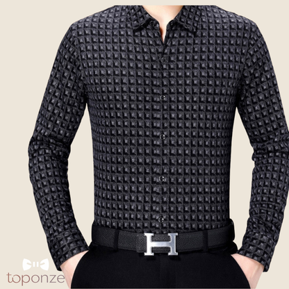 Camisa de manga larga con textura elegante para hombre