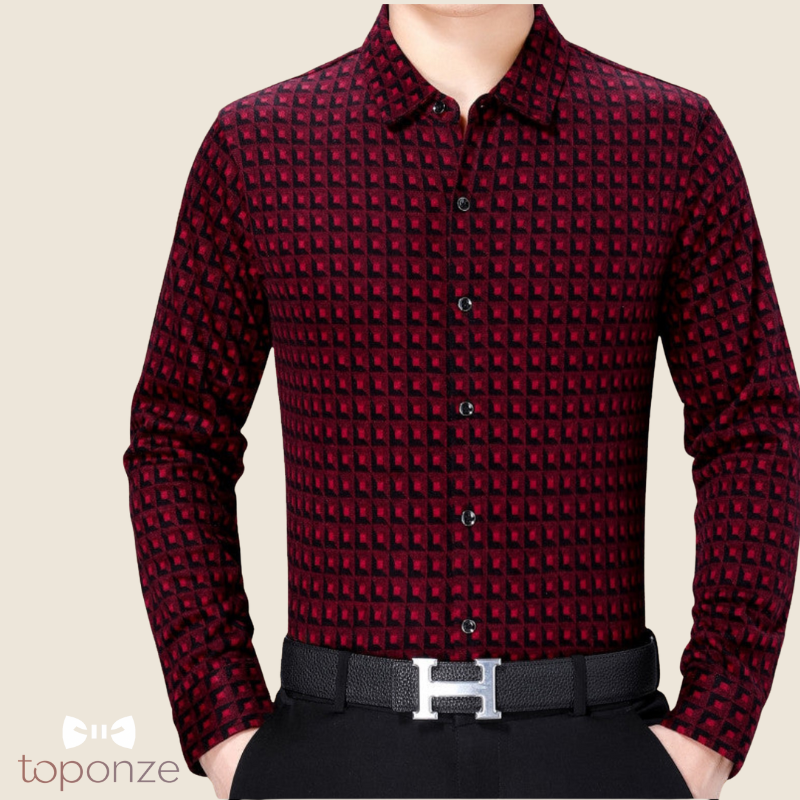 Camisa de manga larga con textura elegante para hombre