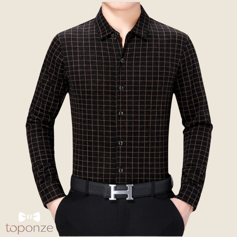 Camisa de manga larga con textura elegante para hombre