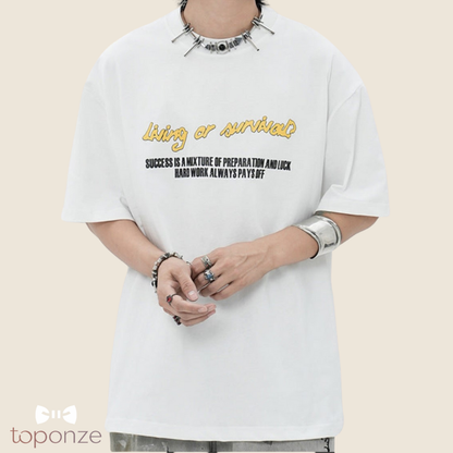 T-Shirt Oversized “Living or Survive” – Estilo Urbano Premium
