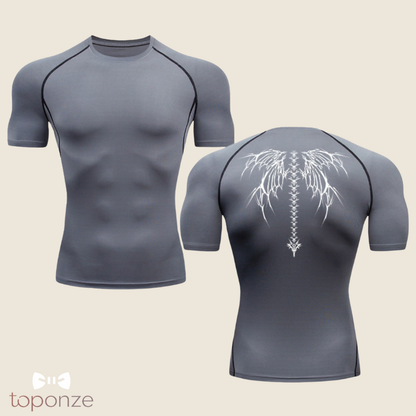T-Shirt Masculina de Compressão com Estampa Tribal – Performance e Estilo