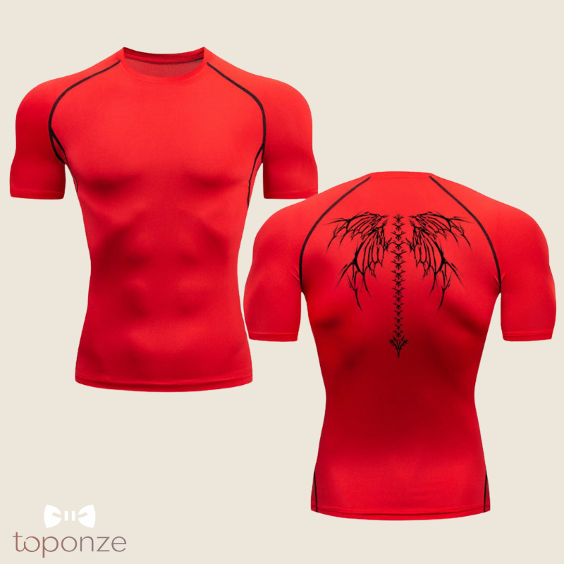 T-Shirt Masculina de Compressão com Estampa Tribal – Performance e Estilo