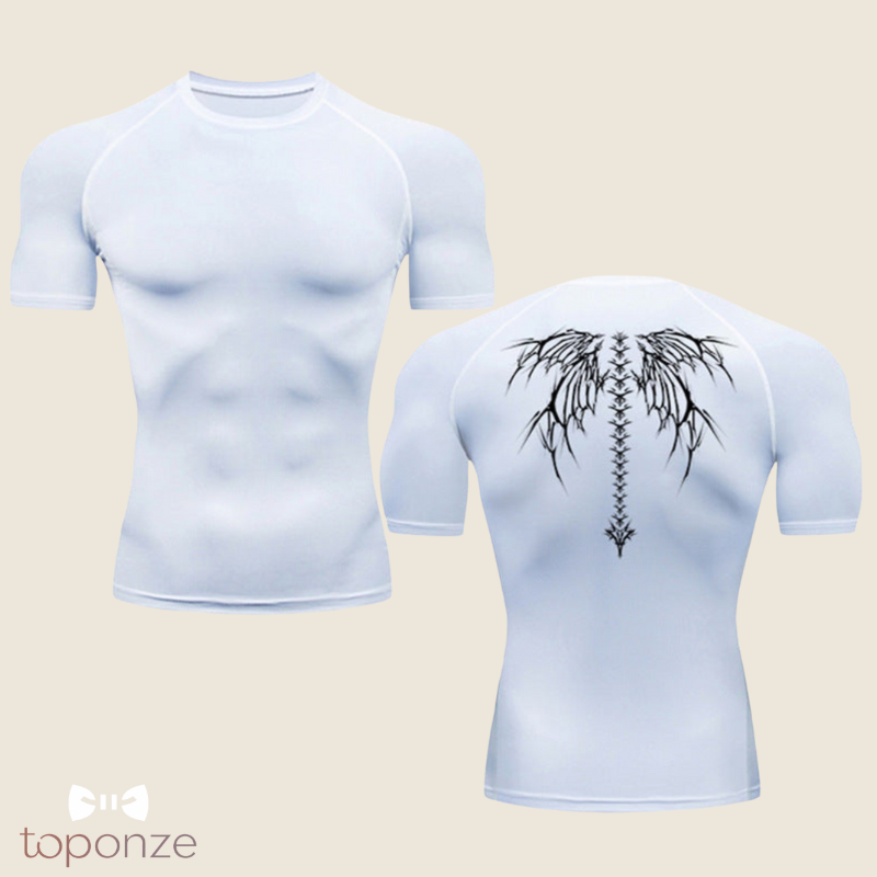 T-Shirt Masculina de Compressão com Estampa Tribal – Performance e Estilo