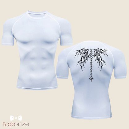 T-Shirt Masculina de Compressão com Estampa Tribal – Performance e Estilo