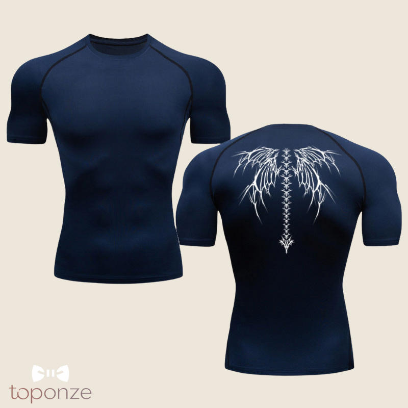 T-Shirt Masculina de Compressão com Estampa Tribal – Performance e Estilo
