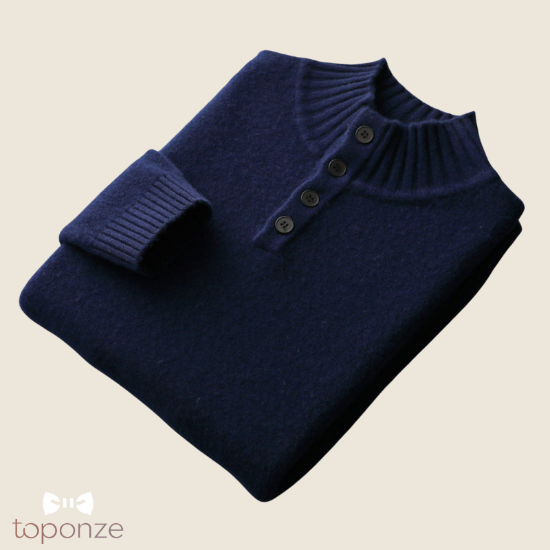 Camisola Premium de Malha com Gola Subida e Botões – Estilo Elegante Masculino