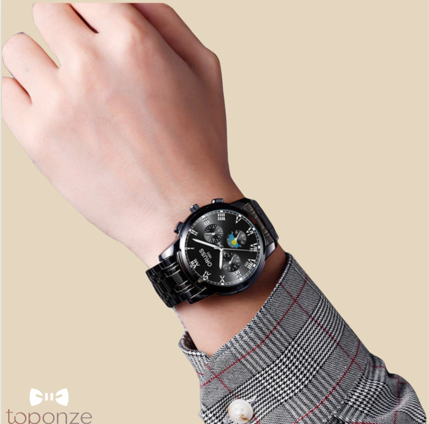 Relógio ORUSS 1853 — Luxo Clássico em Aço Preto